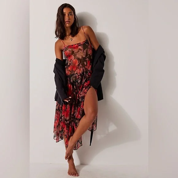 NWT Free People Floral Midi Slip Dress - Picture 1 of 8